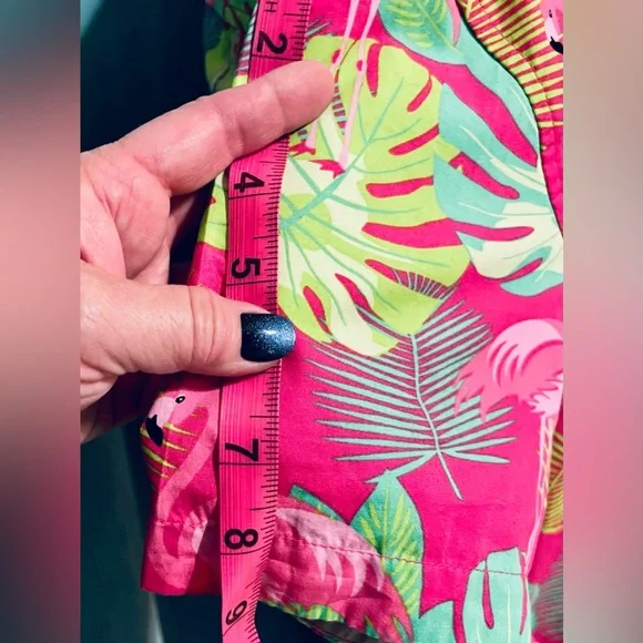 Massive Flamingo Hawaiian Shirt Size Small Pink Green Bright Button Up - Picture 11 of 13